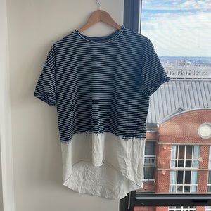 Zara Navy blue and light blue striped tunic t-shirt size S